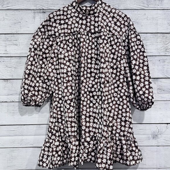 Brand New BY ANTHROPOLOGIE 3/4-Sleeve Mock-Neck Swing Mini Dress - Picture 3 of 11